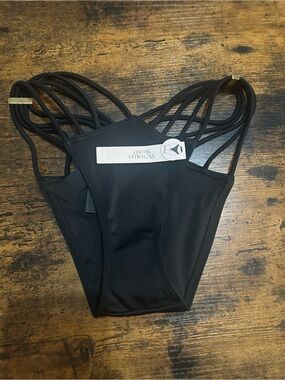 Victoria’s Secret strappy Brazilian bikini bottom in black SMALL (Swim)